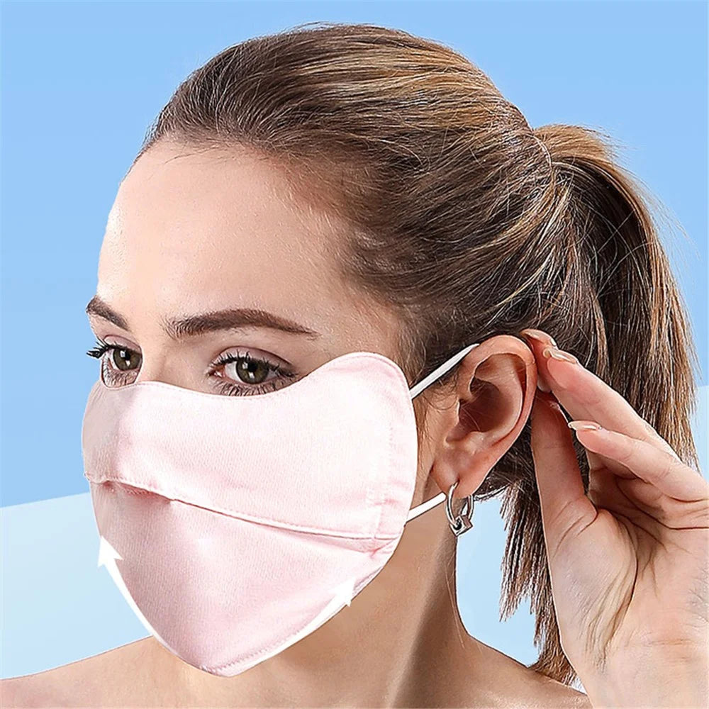 PICTET.FINO RH83 Ice Silk Face Mask UV Protection Breathable Summer Women Face Cover - Light Blue - 4