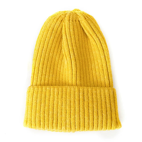 DMZ03 Winter Warm Hats for Adults Warm Knit Beanie Hat Polyacrylic Fiber Unisex Soft Hat - Golden Yellow - 1