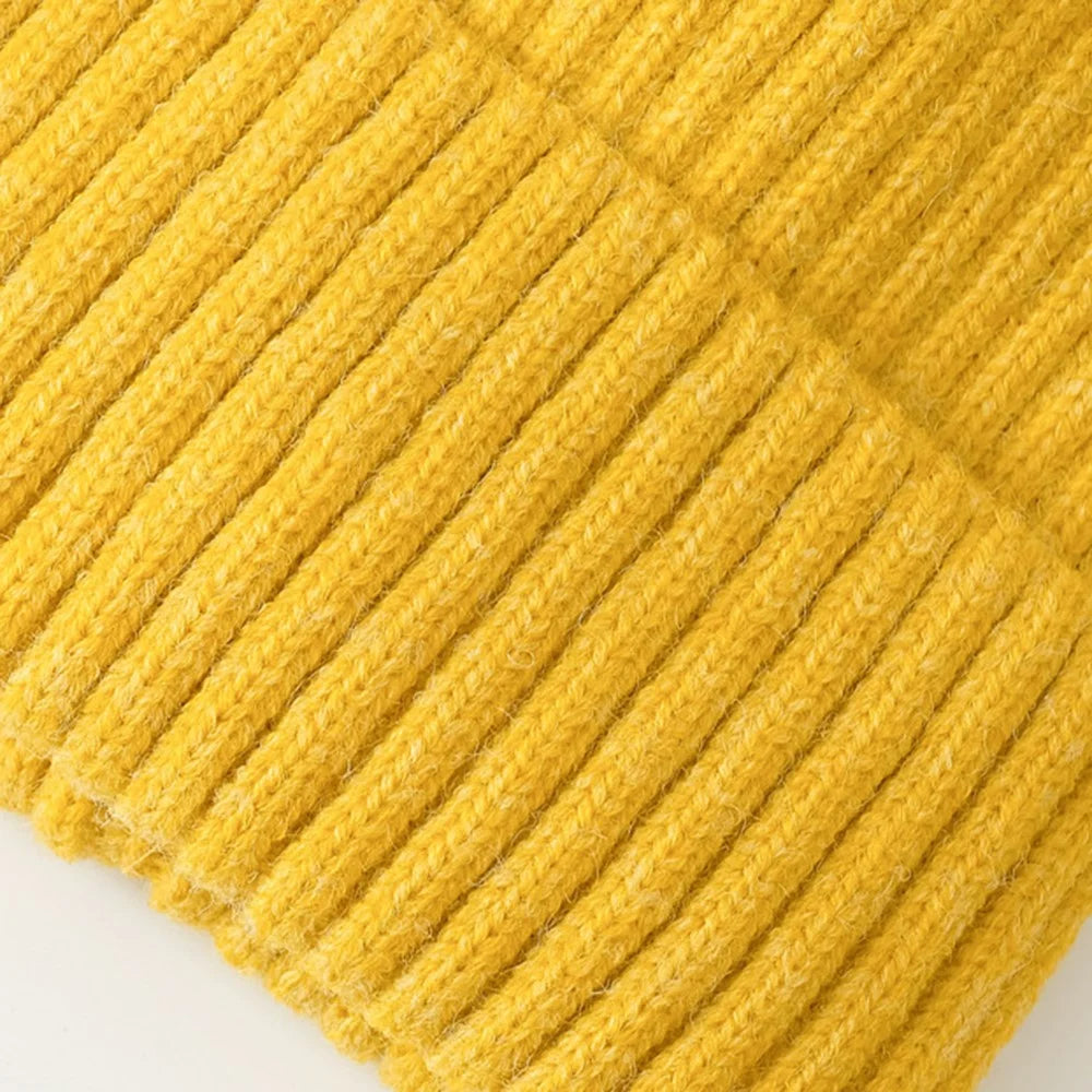 DMZ03 Winter Warm Hats for Adults Warm Knit Beanie Hat Polyacrylic Fiber Unisex Soft Hat - Golden Yellow - 3