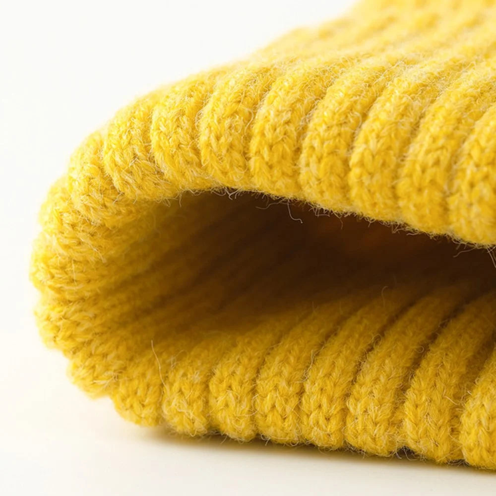 DMZ03 Winter Warm Hats for Adults Warm Knit Beanie Hat Polyacrylic Fiber Unisex Soft Hat - Golden Yellow - 4