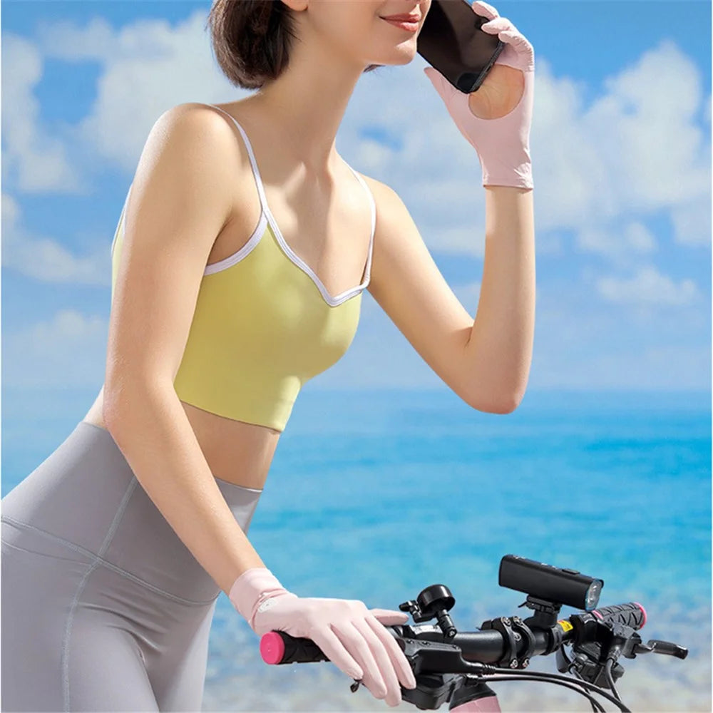 GOLOVEJOY XG72 1 Pair Cycling Cooling Ice Silk Gloves Anti-UV Hand Protector - Pink - 2