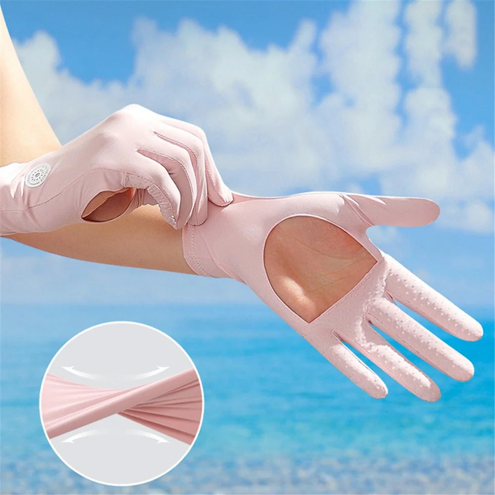 GOLOVEJOY XG72 1 Pair Cycling Cooling Ice Silk Gloves Anti-UV Hand Protector - Pink - 3