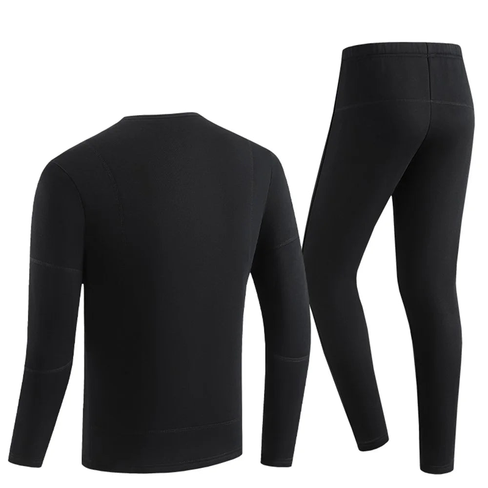1805-30 Winter 30 Heating Zones Thermal Underwear Electric Heating Cold-Proof Underwear Suit (Without Power Bank) - Black / M - 2