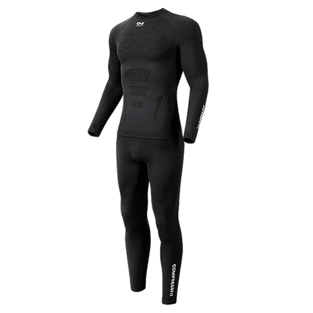 GOLOVEJOY SGY05 Outdoor Ski Quick Drying Long Sleeve Top Pants Winter Compression Clothing Set - Black / L - 1