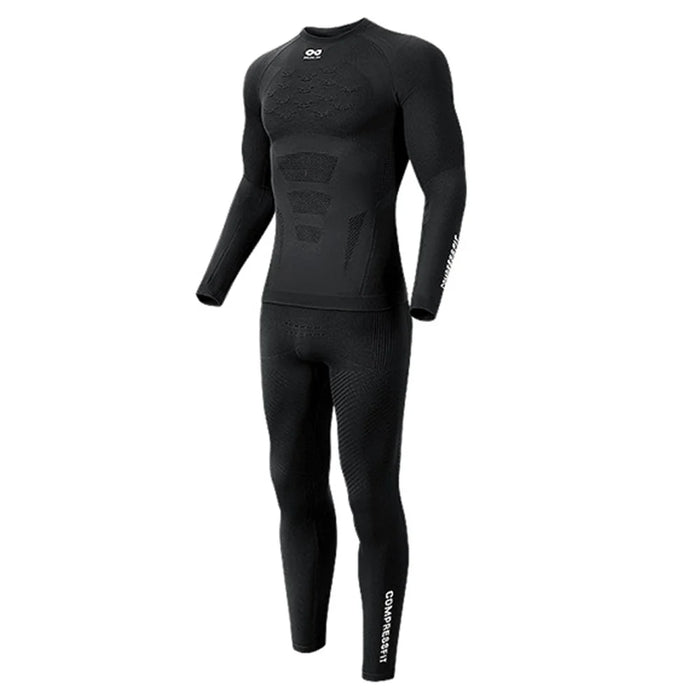 GOLOVEJOY SGY05 Outdoor Ski Quick Drying Long Sleeve Top Pants Winter Compression Clothing Set - Black / L - 1