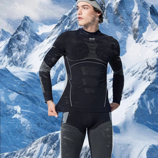 GOLOVEJOY SGY05 Outdoor Ski Quick Drying Long Sleeve Top Pants Winter Compression Clothing Set - Black / L - 2