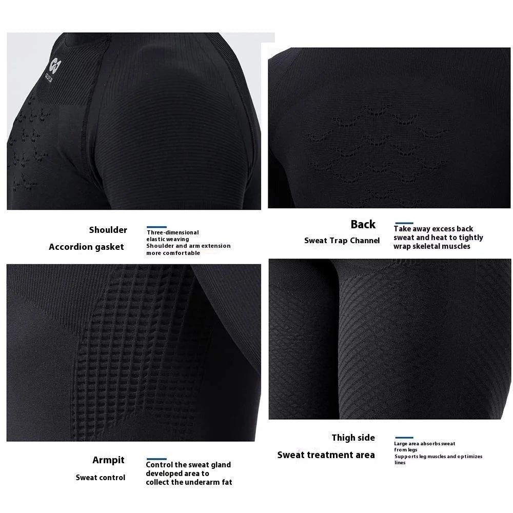 GOLOVEJOY SGY05 Outdoor Ski Quick Drying Long Sleeve Top Pants Winter Compression Clothing Set - Black / L - 7
