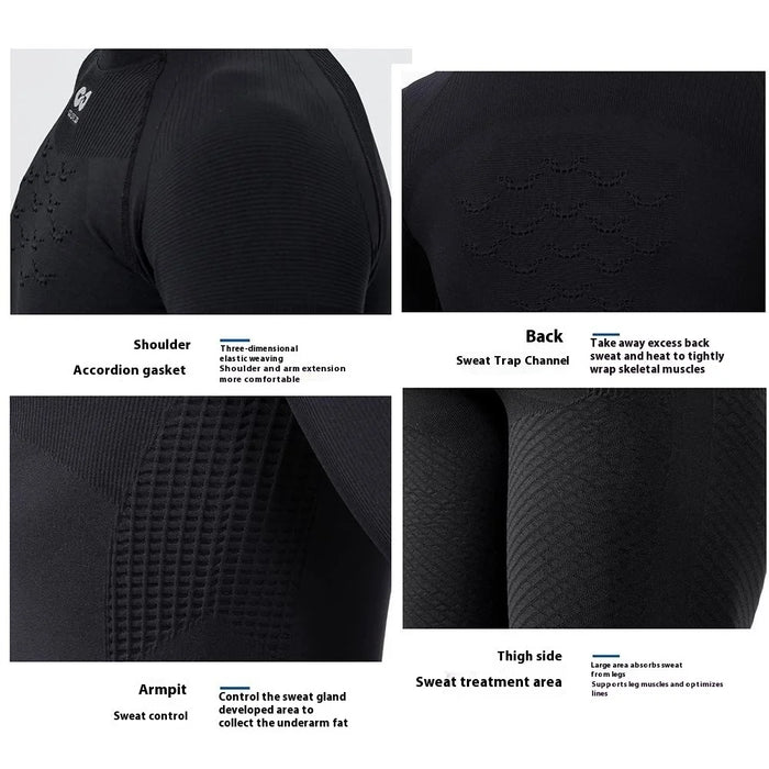 GOLOVEJOY SGY05 Outdoor Ski Quick Drying Long Sleeve Top Pants Winter Compression Clothing Set - Black / L - 7