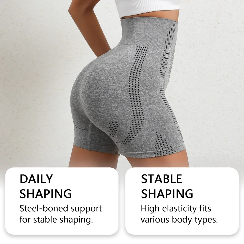 ZERILUNA High Waist Workout Shorts for Women Butt Lift Tummy Control Yoga Running Shorts - Gray S - 3