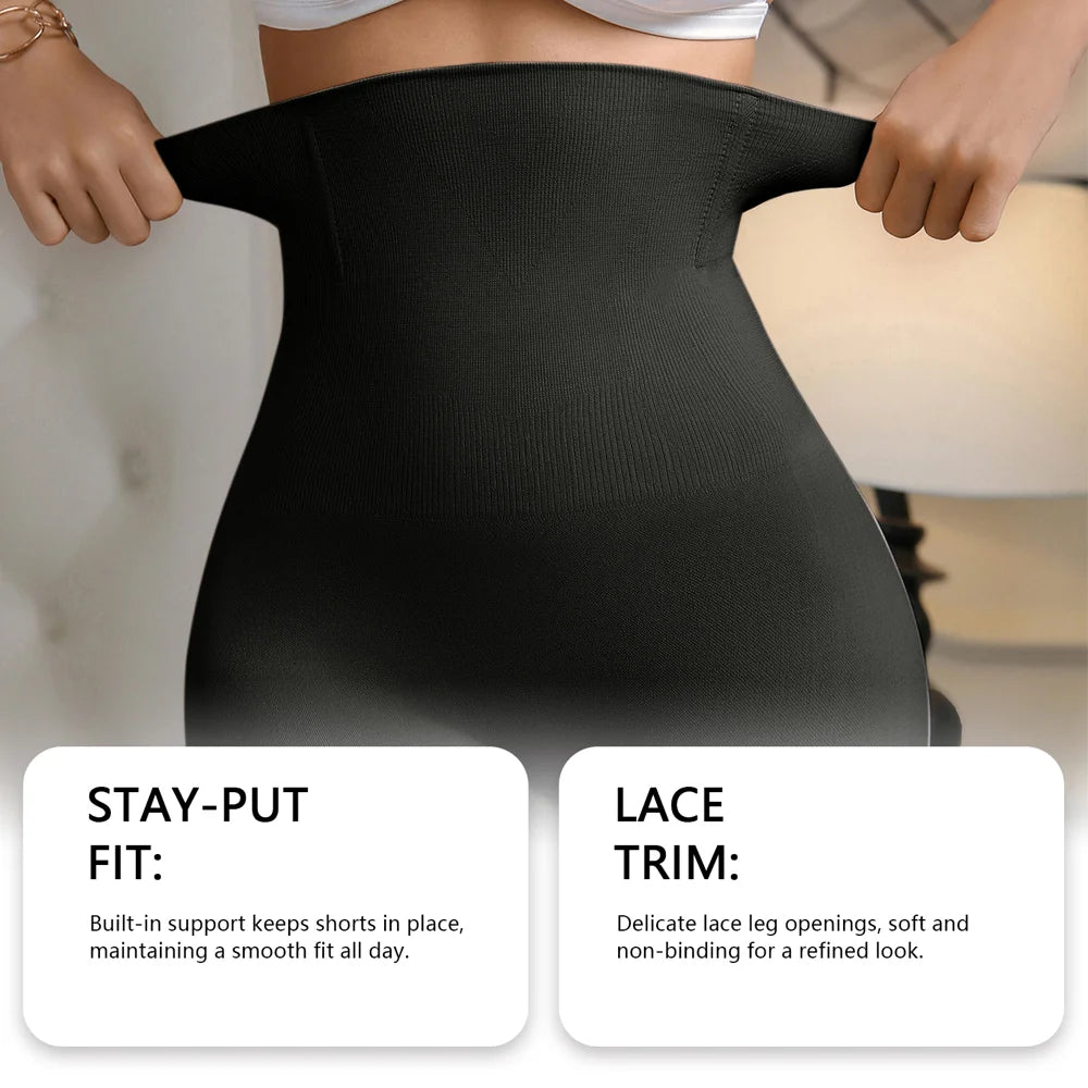 ZERILUNA Women High Waist Tummy Control Shorts Shapewear Breathable Underwear with Lace Hem - 4