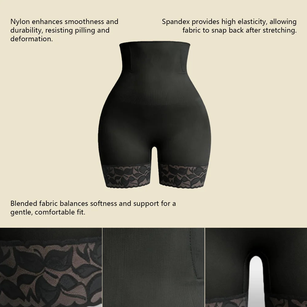 ZERILUNA Women High Waist Tummy Control Shorts Shapewear Breathable Underwear with Lace Hem - 6