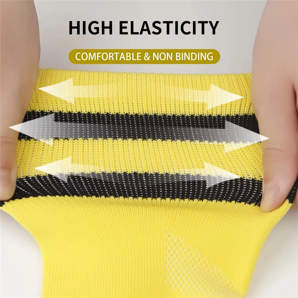 A5139 1 Pair Soccer Socks Striped Design Football High Tube Sports Socks, Size: S - Yellow / Black - 5