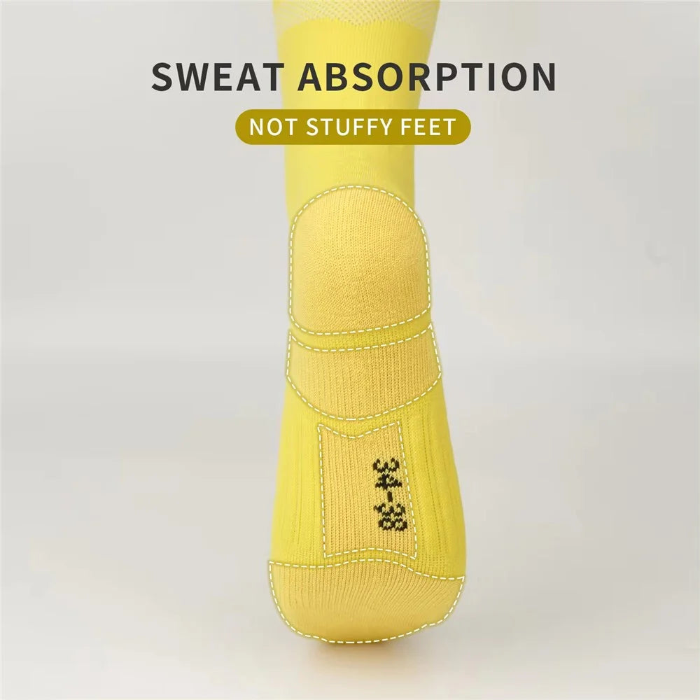 A5139 1 Pair Soccer Socks Striped Design Football High Tube Sports Socks, Size: S - Yellow / Black - 6
