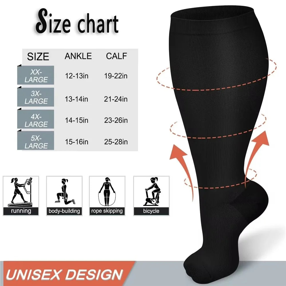 A5141 1 Pair Plus Size Fitness Socks Running Extra Width Socks for Men and Women - Colorful Heart / 2XL - 6