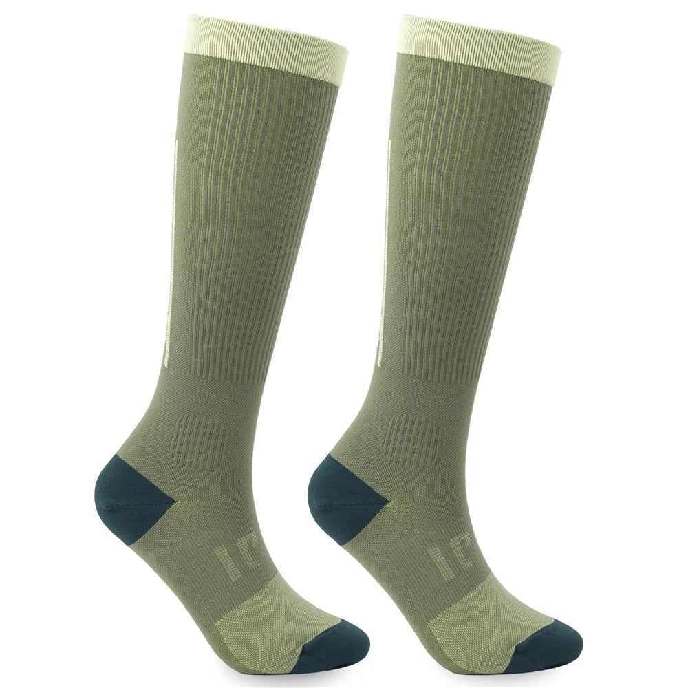 A6601 1 Pair Soccer Compression Socks Calf Knee High Tube Running Sweat-Absorbed Stockings - Green - 1