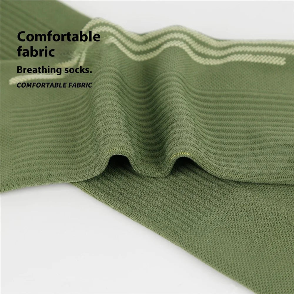 A6601 1 Pair Soccer Compression Socks Calf Knee High Tube Running Sweat-Absorbed Stockings - Green - 4
