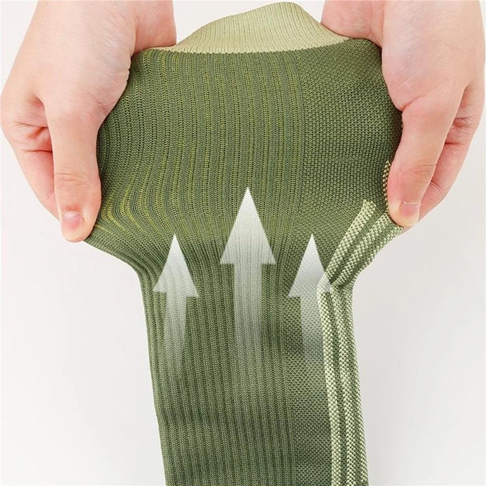 A6601 1 Pair Soccer Compression Socks Calf Knee High Tube Running Sweat-Absorbed Stockings - Green - 6