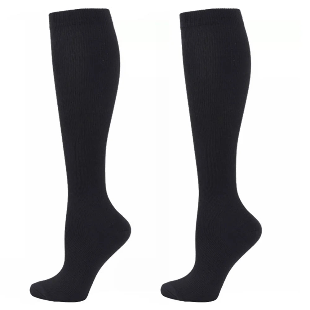 A5110 1 Pair Fitness Compression Socks Anti-Slip Calf High Tube Compression Stockings - Black / S / M - 1