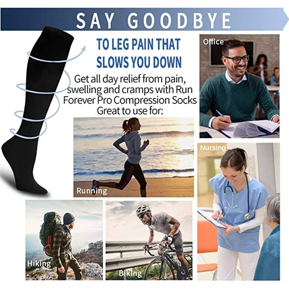 A5110 1 Pair Fitness Compression Socks Anti-Slip Calf High Tube Compression Stockings - Black / S / M - 7
