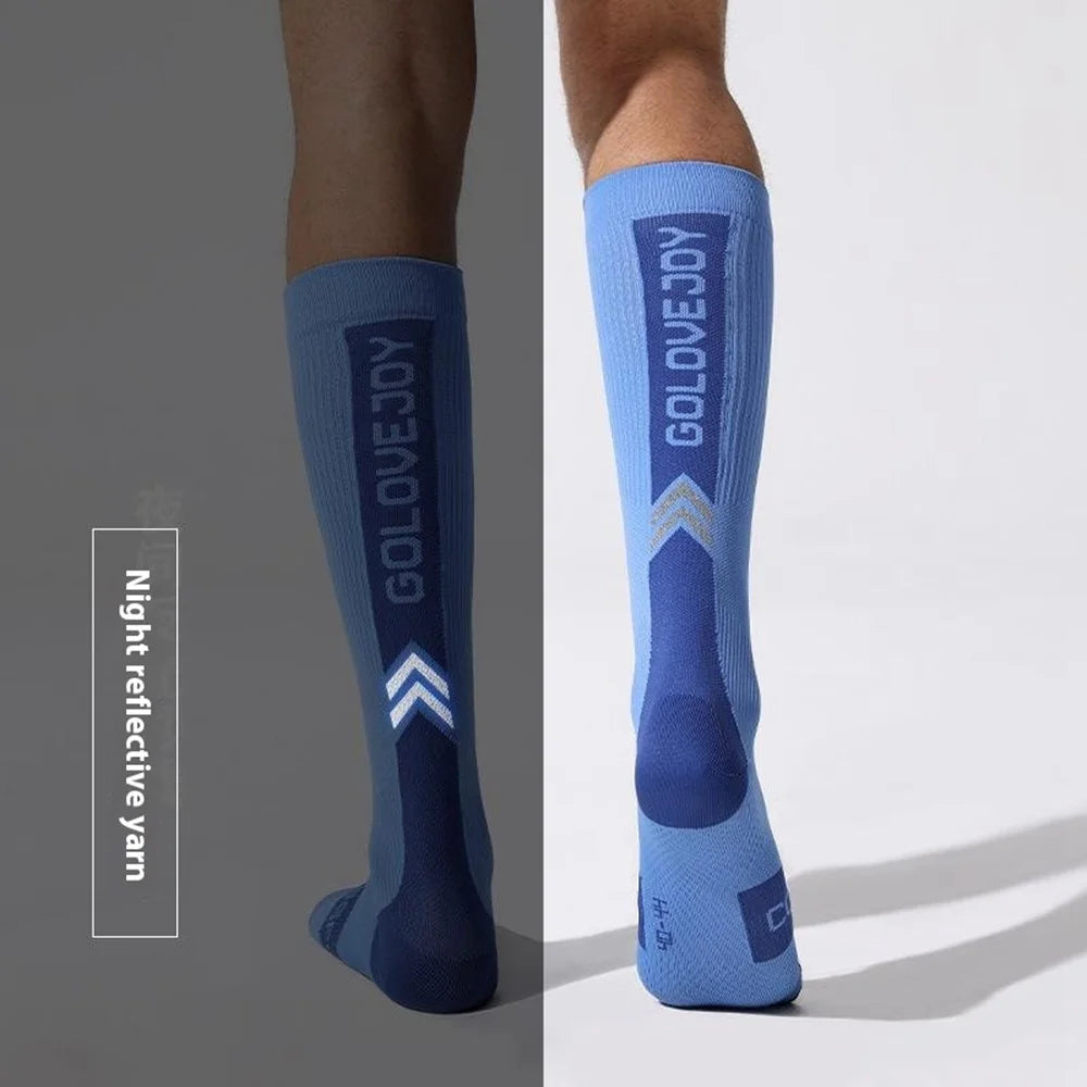 GOLOVEJOY DWZ13 Reflective High Tube Sports Socks Compression Socks for Men Women - White / Size 40-44 - 5
