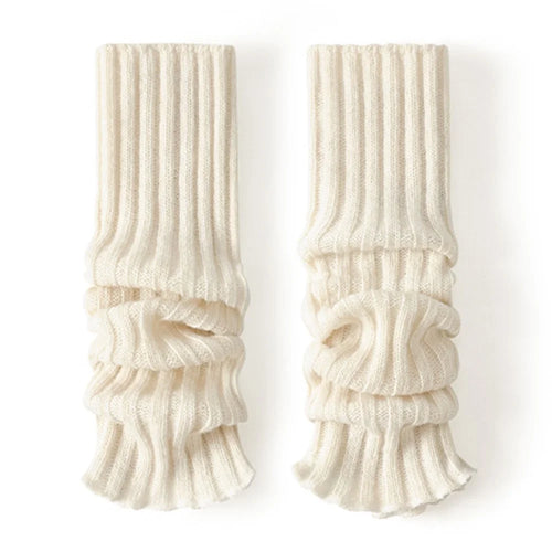 GOLOVEJOY DWZ03 Autumn Winter Knit Leg Warmers Women Thermal Leg Socks Boot Cover - Beige - 1