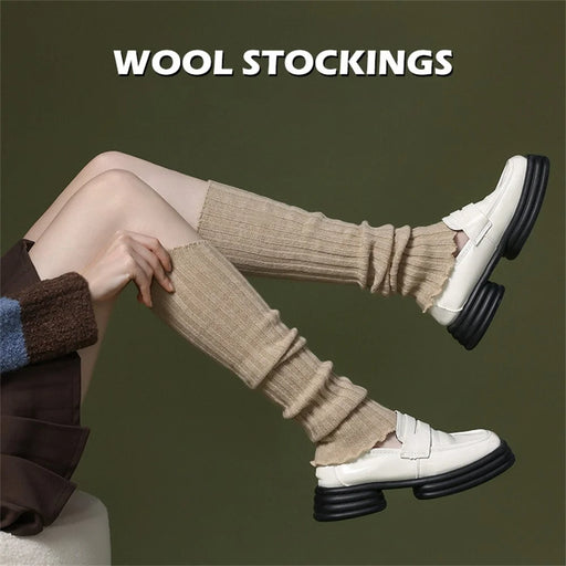 GOLOVEJOY DWZ03 Autumn Winter Knit Leg Warmers Women Thermal Leg Socks Boot Cover - Beige - 2