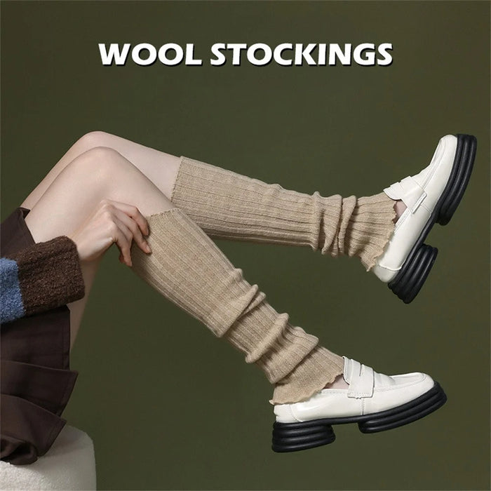 GOLOVEJOY DWZ03 Autumn Winter Knit Leg Warmers Women Thermal Leg Socks Boot Cover - Beige - 2