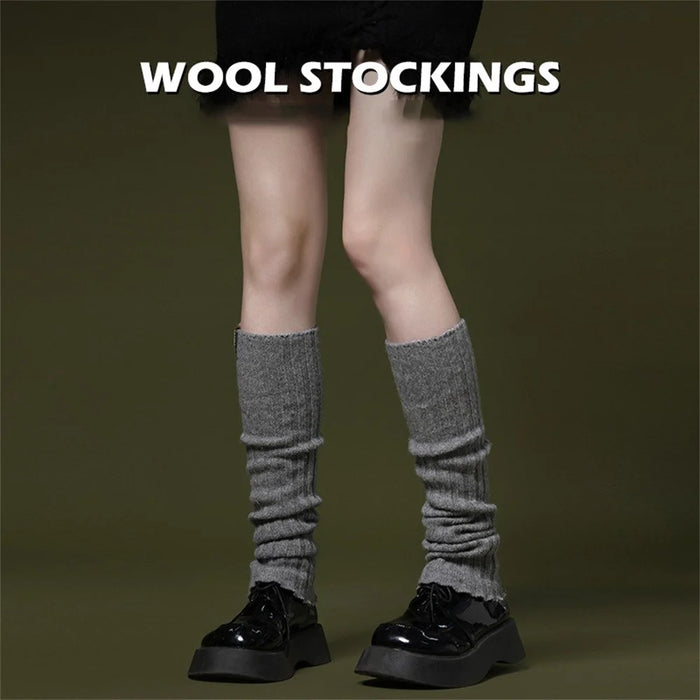 GOLOVEJOY DWZ03 Autumn Winter Knit Leg Warmers Women Thermal Leg Socks Boot Cover - Beige - 3
