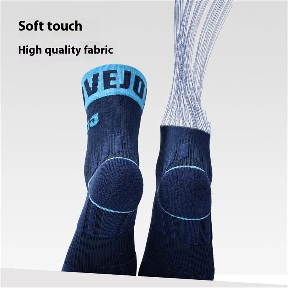 GOLOVEJOY DWZ15 1 Pair Seamless Sports Socks Unisex Mid Calf Running Cycling Socks for Size 35-39 - Orange - 5