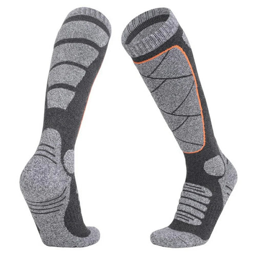 L Size 40-45 Winter Long Athletic Socks Thickened Climbing Hiking Non-slip Warm Socks for Skiing Sports - Orange - 1