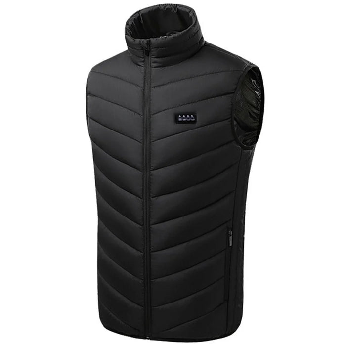 M01 Winter 26 Heating Zones Warm Jacket Outdoor 3-Gear Electric Heated Zipper Vest (Without Power Bank) - Black / S - 1