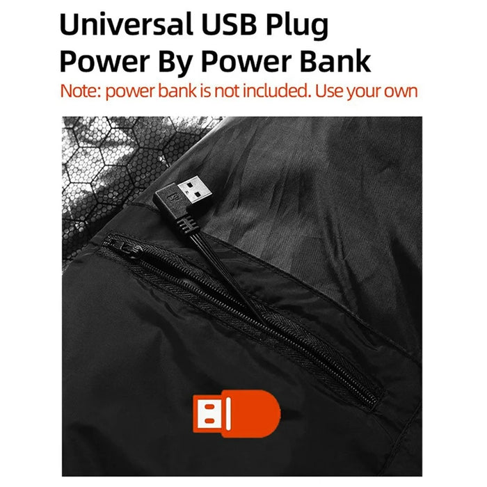 M01 Winter 26 Heating Zones Warm Jacket Outdoor 3-Gear Electric Heated Zipper Vest (Without Power Bank) - Black / S - 6