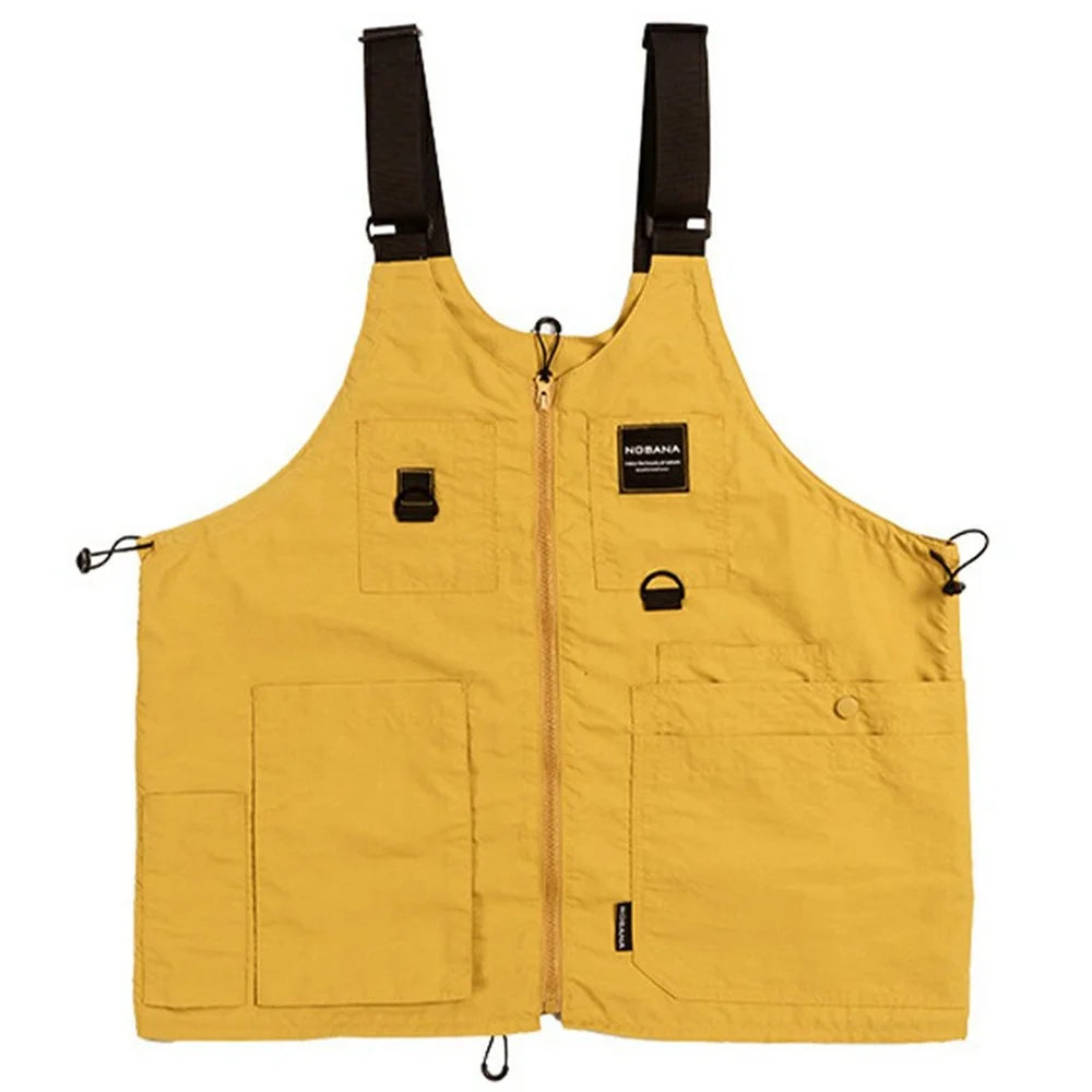 NOBANA Waterproof Polyester Camping Vest Hiking Waistcoat with Multiple Pockets, One Size - Yellow - 1
