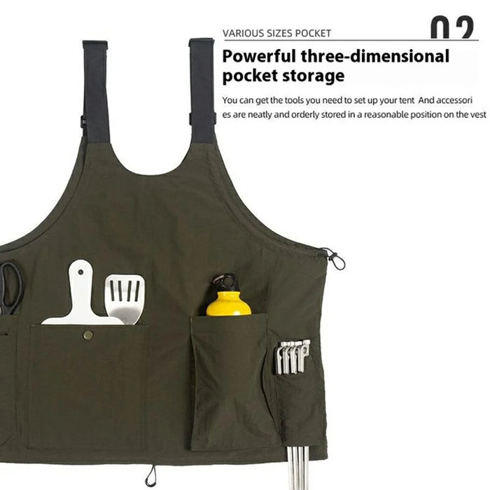 NOBANA Waterproof Polyester Camping Vest Hiking Waistcoat with Multiple Pockets, One Size - Yellow - 7