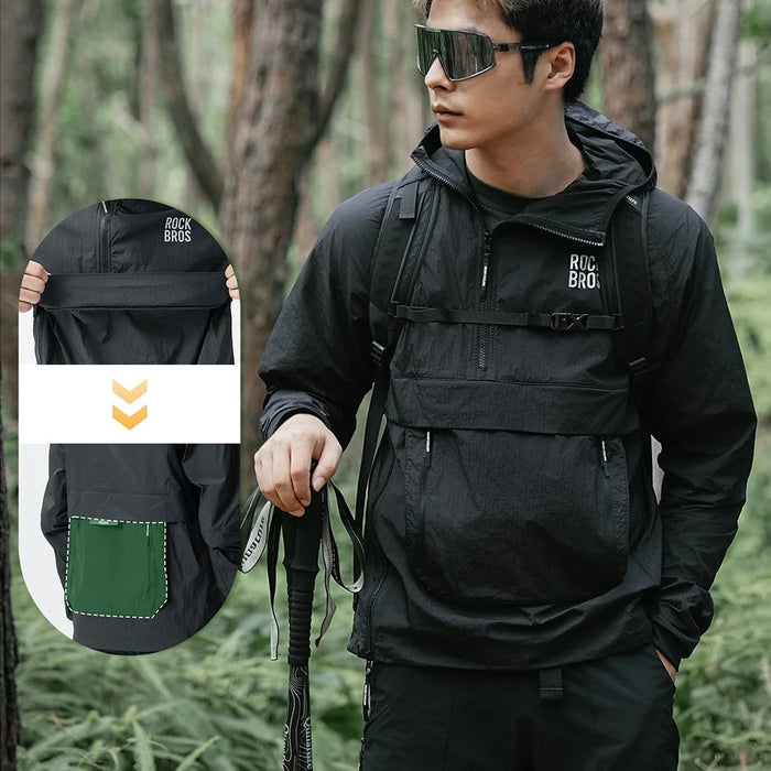 ROCKBROS YDWT013 Detachable Pocket Windbreaker Outdoor Waterproof Jacket for Camping / Cycling / Hiking / Commuting Long Sleeve Men Coat - Black  /  M - 4