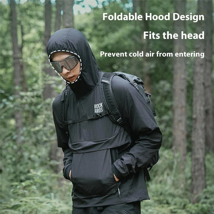 ROCKBROS YDWT013 Detachable Pocket Windbreaker Outdoor Waterproof Jacket for Camping / Cycling / Hiking / Commuting Long Sleeve Men Coat - Black  /  M - 5