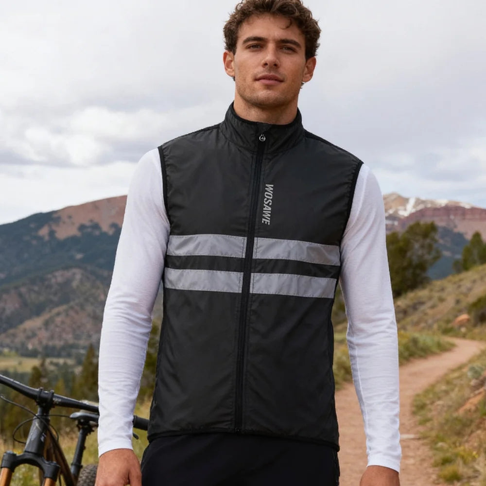 WOSAWE BL205 Cycling Vest Breathable Mesh Reflective Sleeveless Jersey for Mountain Road Bike - BL205/G Green|Asian L/European M - 2