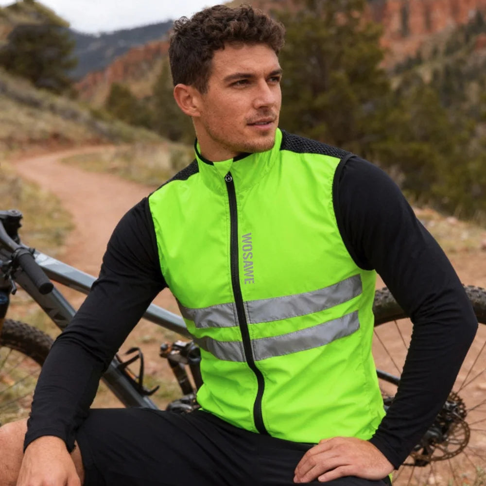 WOSAWE BL205 Cycling Vest Breathable Mesh Reflective Sleeveless Jersey for Mountain Road Bike - BL205/G Green|Asian L/European M - 3