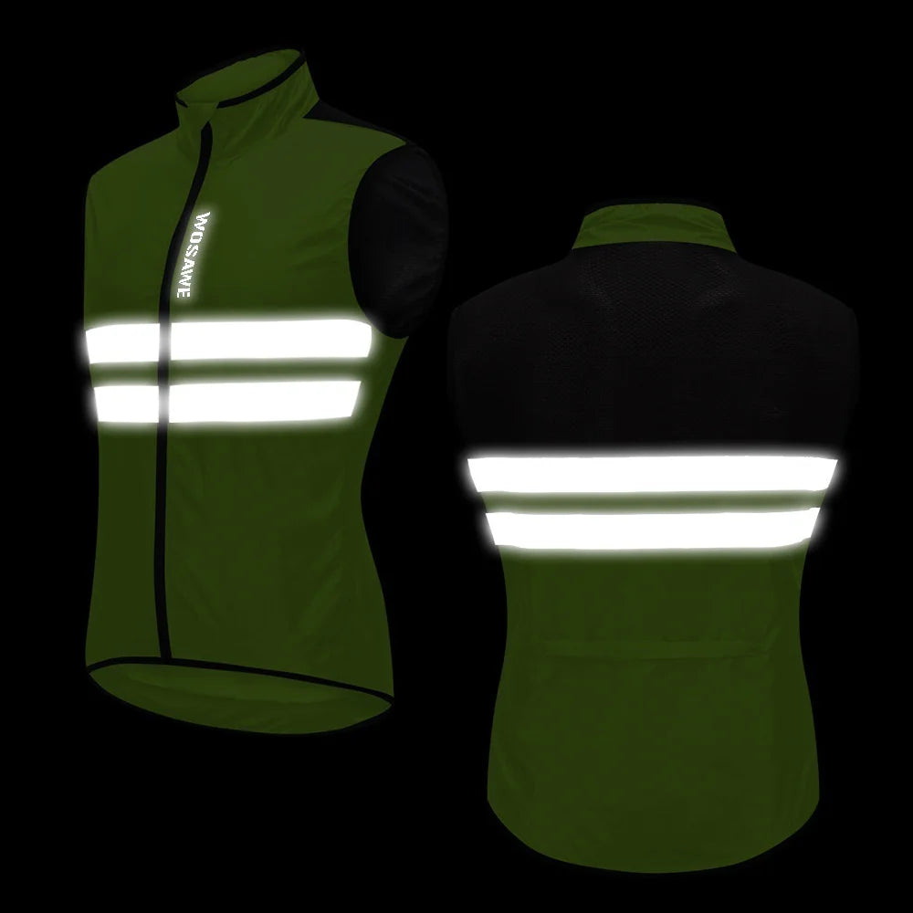 WOSAWE BL205 Cycling Vest Breathable Mesh Reflective Sleeveless Jersey for Mountain Road Bike - BL205/G Green|Asian L/European M - 6