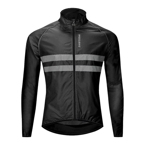 WOSAWE Reflective Cycling Jersey for Men Women Waterproof Long Sleeve Zipper Jacket - BL215/B Black|Asian L/European M - 1