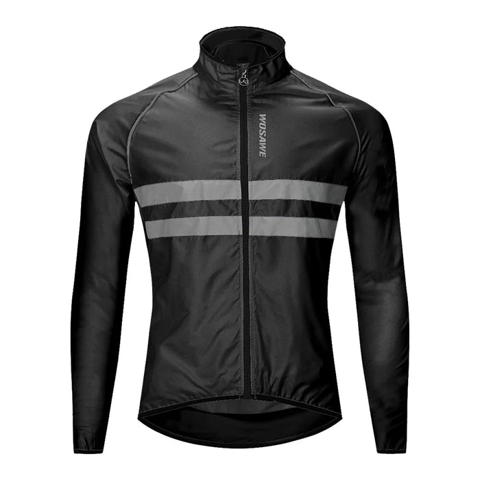 WOSAWE Reflective Cycling Jersey for Men Women Waterproof Long Sleeve Zipper Jacket - BL215/B Black|Asian L/European M - 1