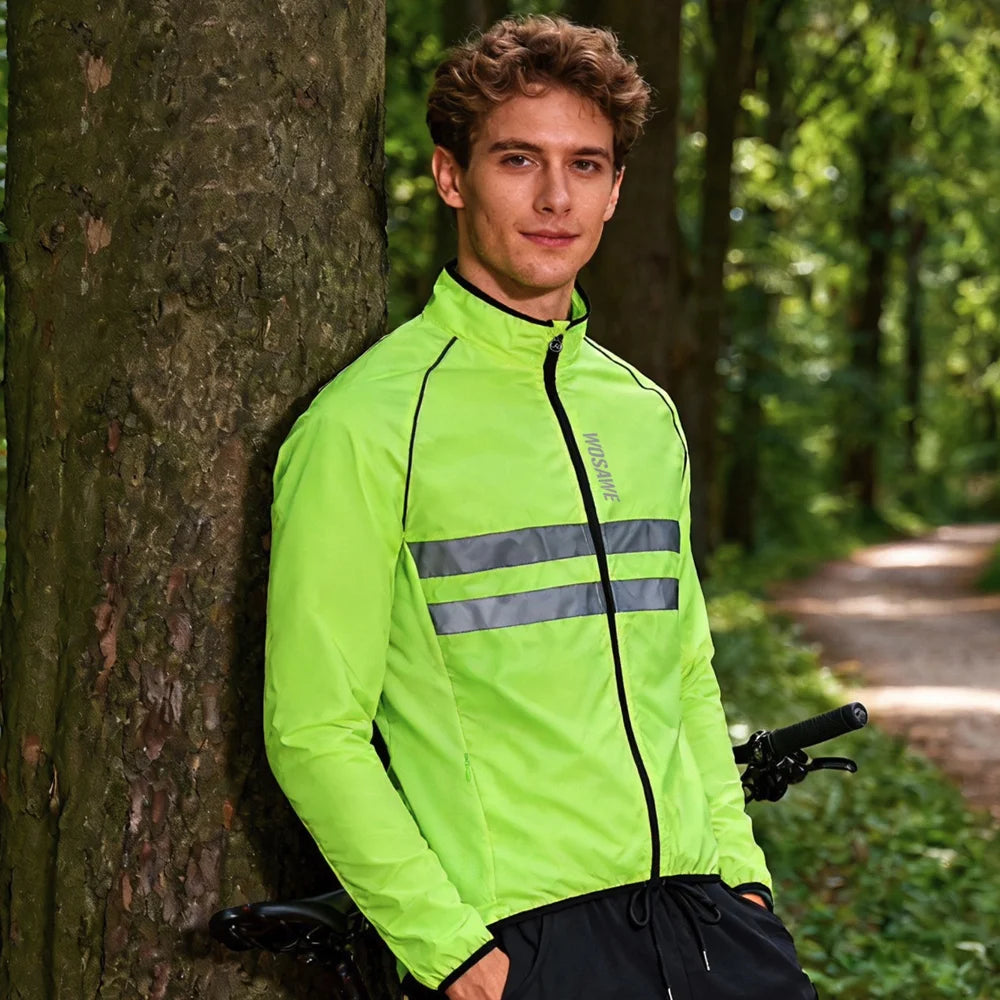 WOSAWE Reflective Cycling Jersey for Men Women Waterproof Long Sleeve Zipper Jacket - BL215/B Black|Asian L/European M - 4