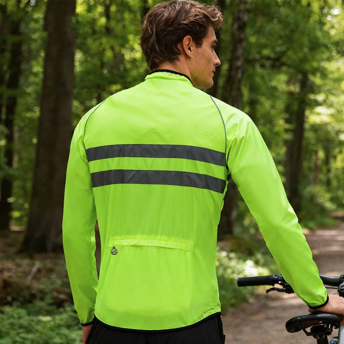 WOSAWE Reflective Cycling Jersey for Men Women Waterproof Long Sleeve Zipper Jacket - BL215/B Black|Asian L/European M - 5