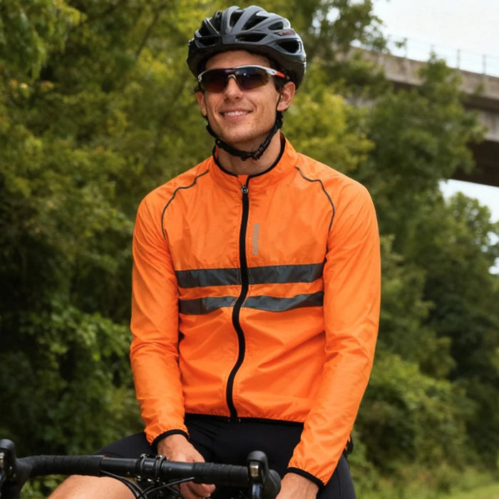 WOSAWE Reflective Cycling Jersey for Men Women Waterproof Long Sleeve Zipper Jacket - BL215/B Black|Asian L/European M - 6