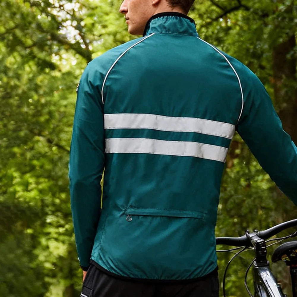 WOSAWE Reflective Cycling Jersey for Men Women Waterproof Long Sleeve Zipper Jacket - BL215/B Black|Asian L/European M - 7