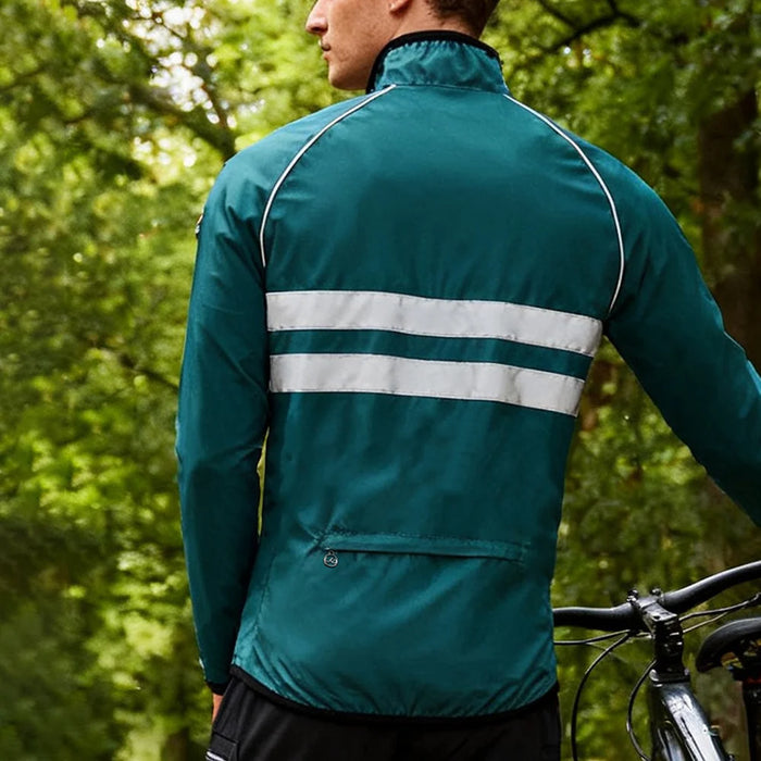 WOSAWE Reflective Cycling Jersey for Men Women Waterproof Long Sleeve Zipper Jacket - BL215/B Black|Asian L/European M - 7