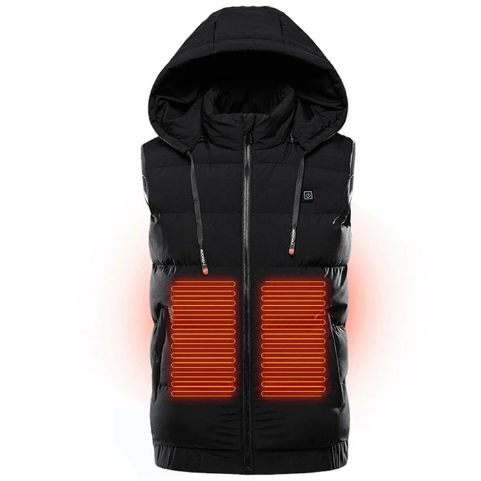 Smart Heated Winter Thermal Vest Thicken Hoodie Heating Vest for Men Women (without Power Bank), Singles Button  /  9 Heated Zone - Sapphire / L - 2