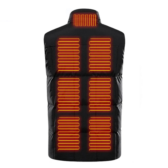Smart Heated Winter Thermal Vest Thicken Hoodie Heating Vest for Men Women (without Power Bank), Singles Button  /  9 Heated Zone - Sapphire / L - 3