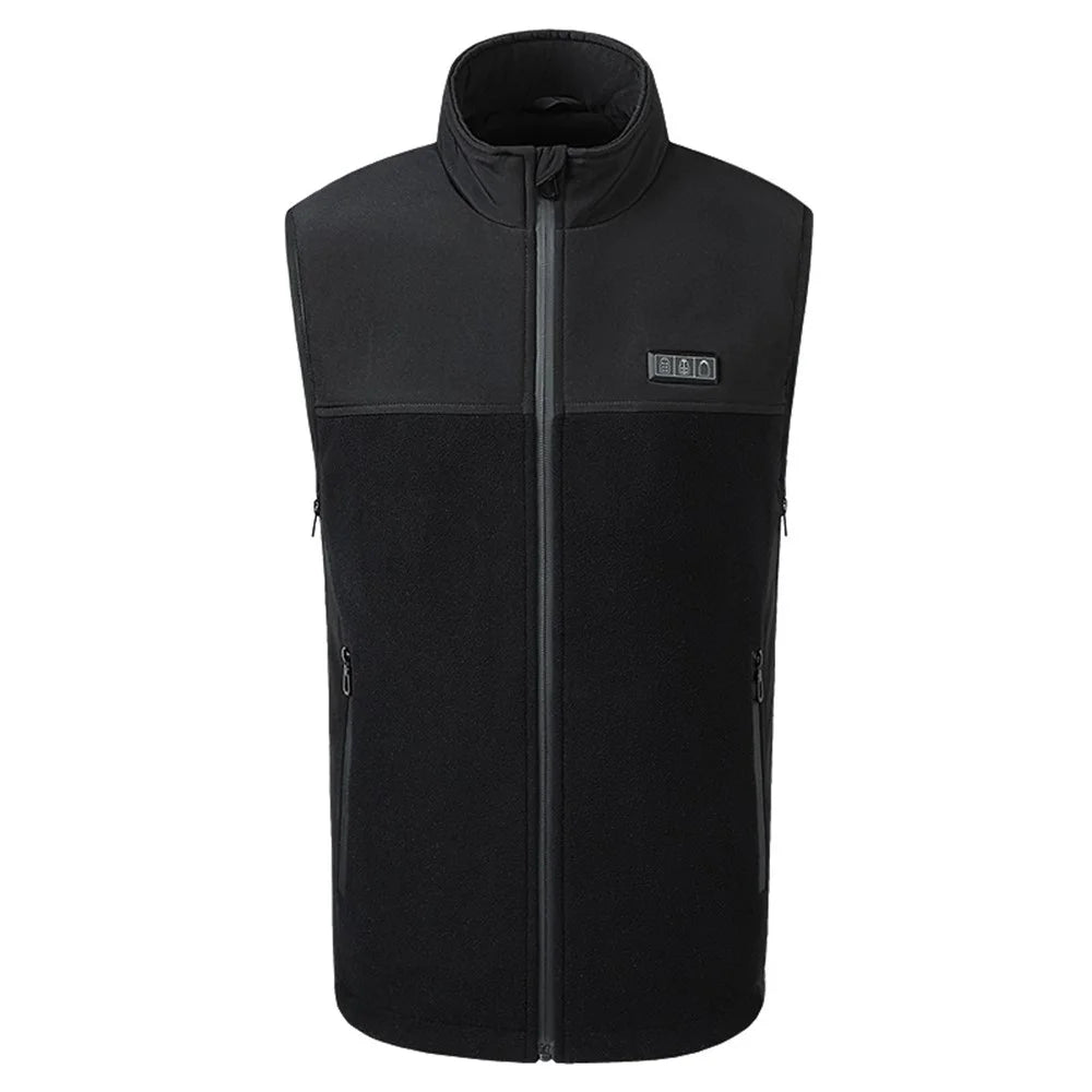 Electric Heated Winter Thermal Fleece Vest Men Women 3-Gear Heating Warm Jacket (without Power Bank), 3 Buttons / 13 Heated Zones - S / M / L - 1