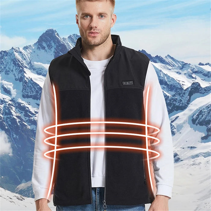 Electric Heated Winter Thermal Fleece Vest Men Women 3-Gear Heating Warm Jacket (without Power Bank), 3 Buttons / 13 Heated Zones - S / M / L - 3